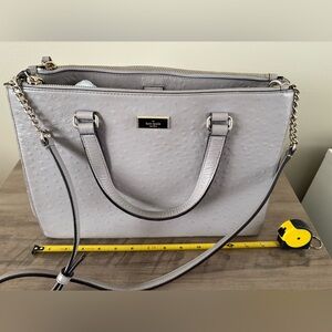 Kate Spade Bristol Loden ostrich Gray Leather Tote Bag